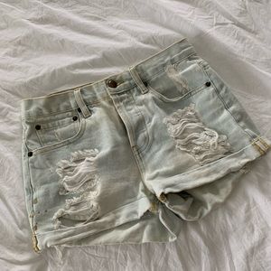 Forever 21 Distressed High-Waisted Denim Shorts